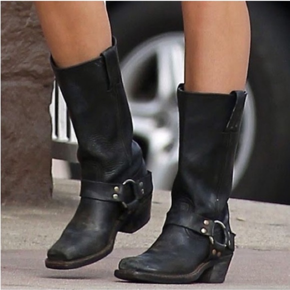 FRYE harness boots black size 11 Western square toe cowboy biker moto 👢 - Picture 1 of 9
